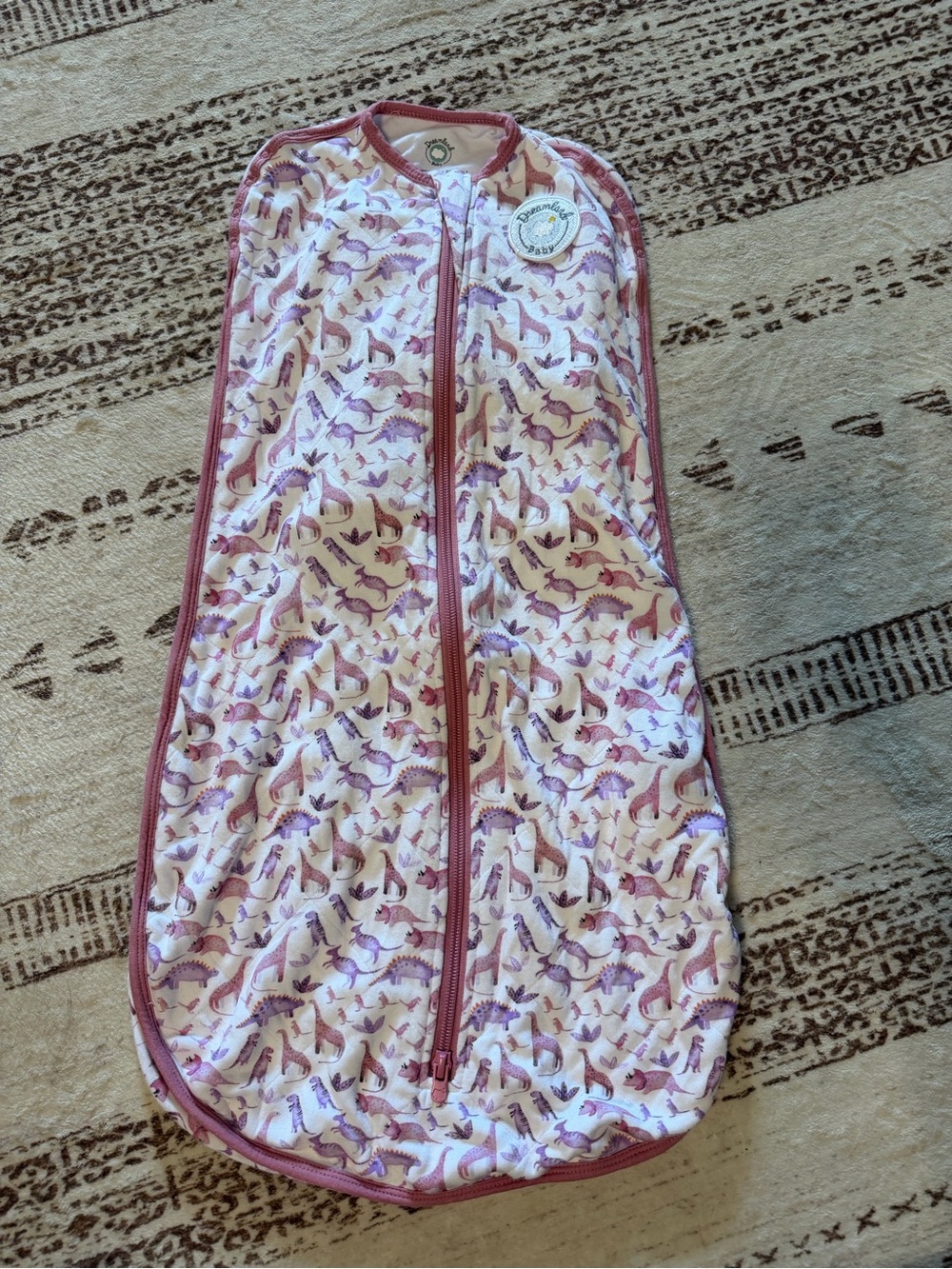 Dreamland baby purple dinosaur print bamboo sleepsack 0-6 months like new